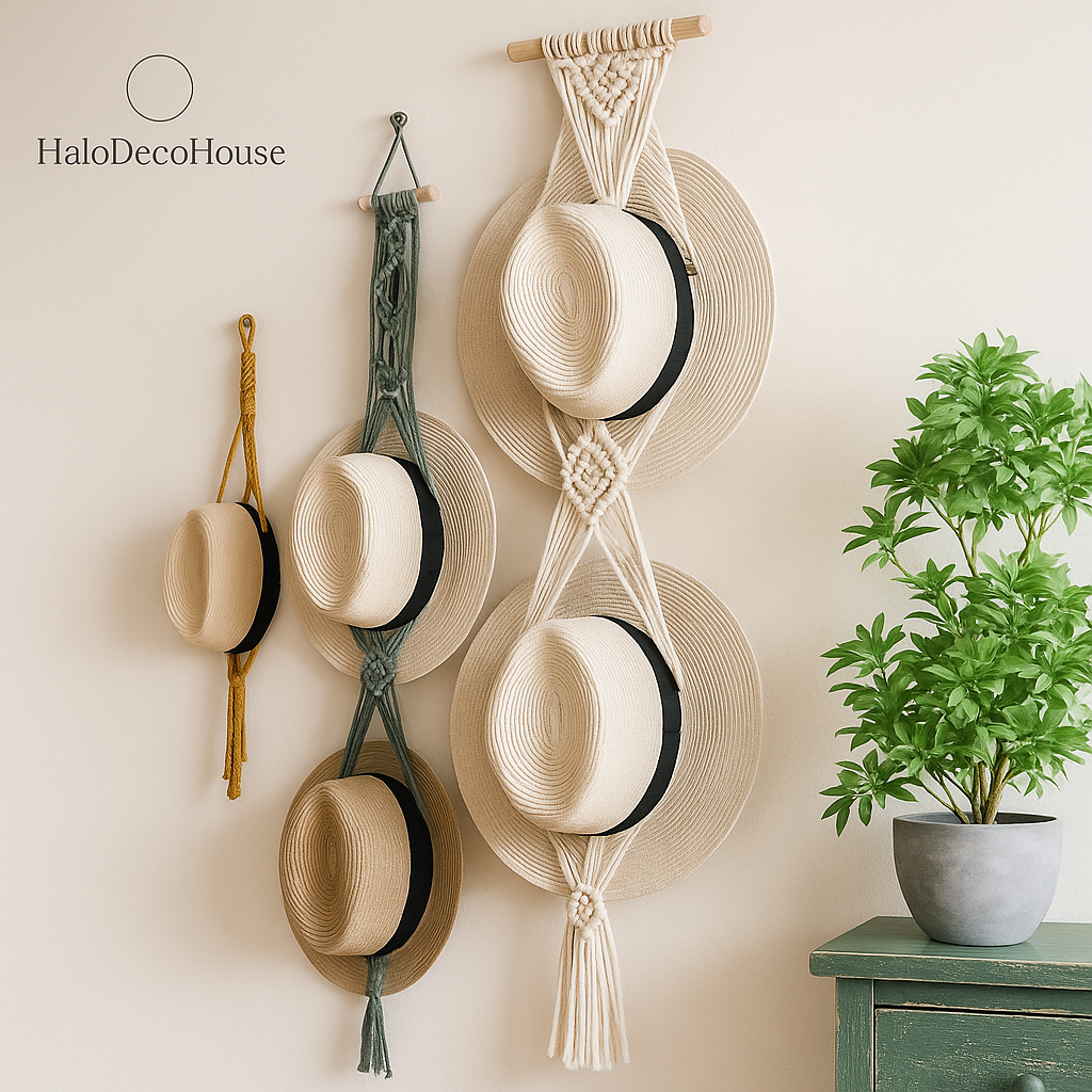 Boho Macrame Hat Holder Wall Hanging
