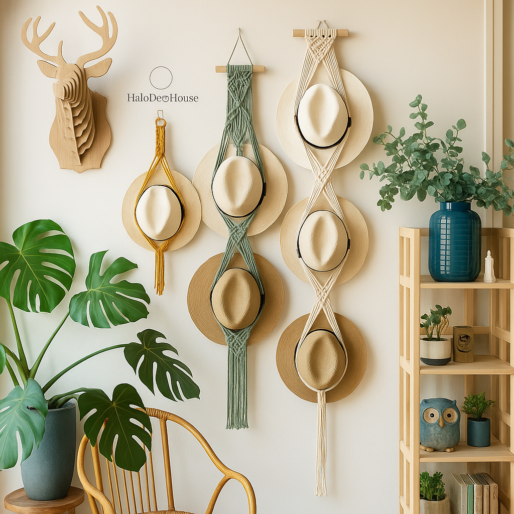 Boho Macrame Hat Holder Wall Hanging