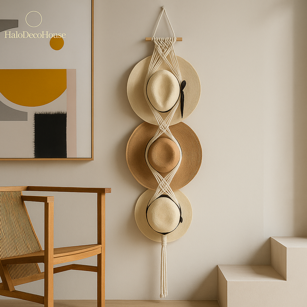 Boho Macrame Hat Holder Wall Hanging