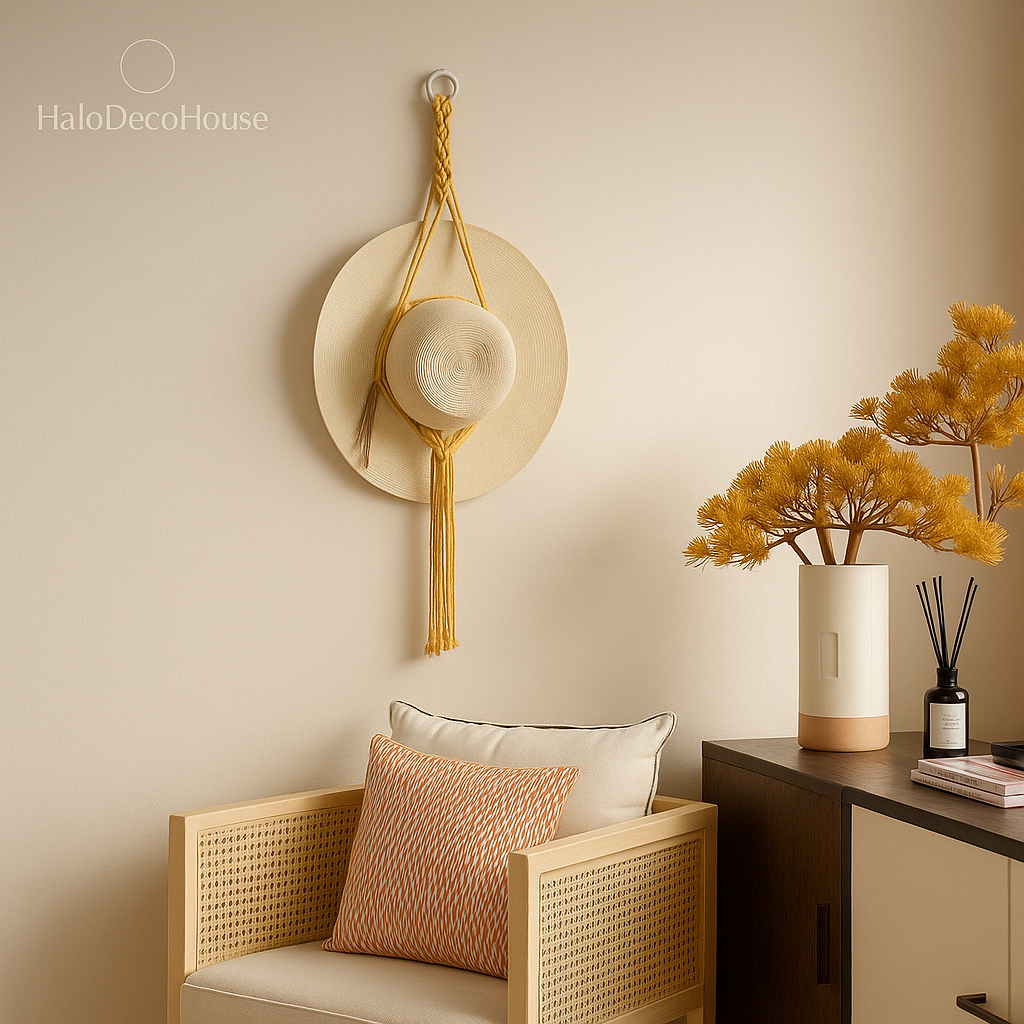 Boho Macrame Hat Holder Wall Hanging