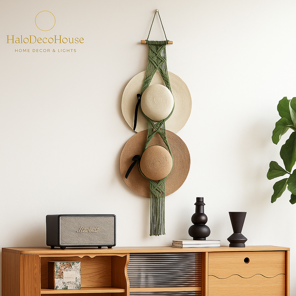 Boho Macrame Hat Holder Wall Hanging