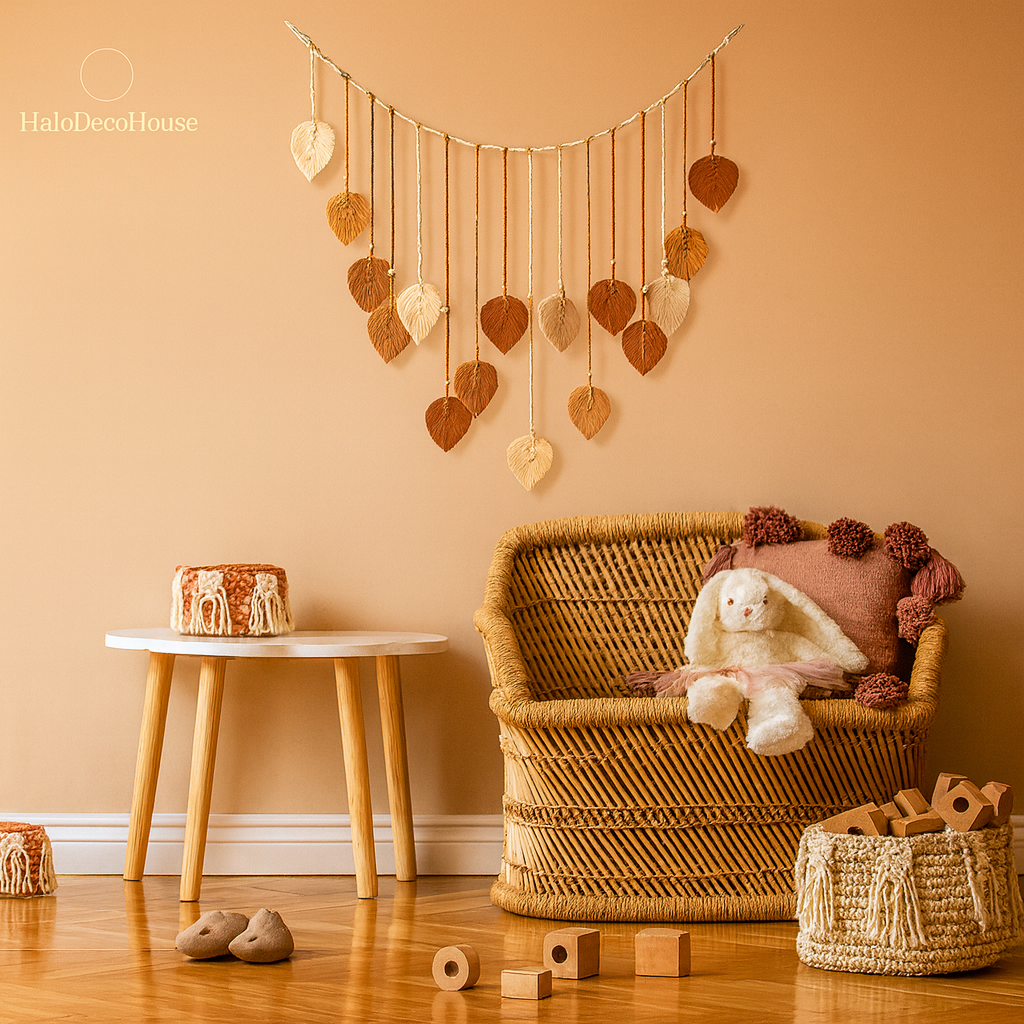Boho Macrame Dreamcatcher with Leaf Design