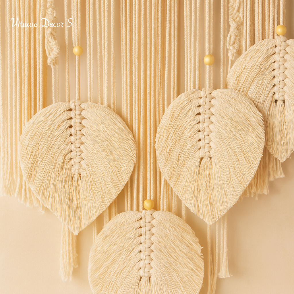 Boho Macrame Dreamcatcher with Leaf Design