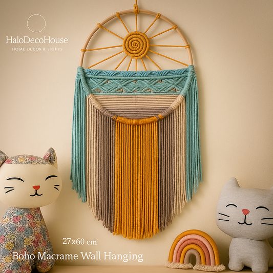 🪶 Boho Macrame Wall Hanging Dreamcatcher – Handmade Woven Tapestry