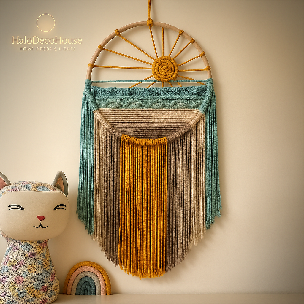 🪶 Boho Macrame Wall Hanging Dreamcatcher – Handmade Woven Tapestry