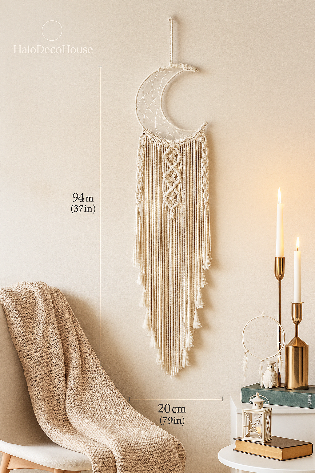 Boho Macrame Moon Wall Hanging