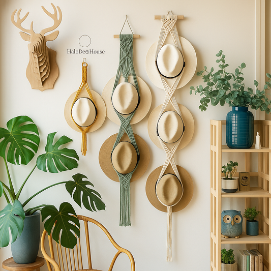 Boho Macrame Hat Holder Wall Hanging