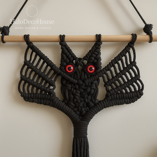 Handmade Gothic Macrame Bat Wall Hanging