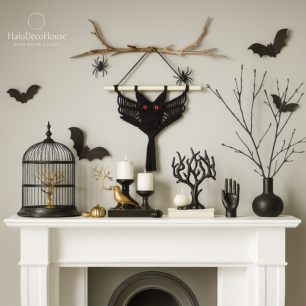 Handmade Gothic Macrame Bat Wall Hanging