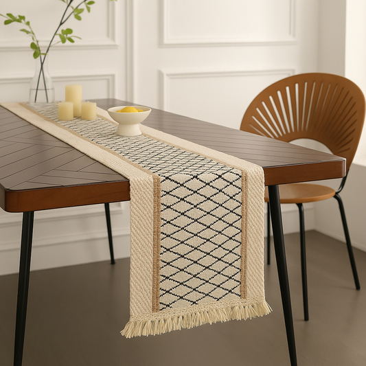Beige Macrame Beaded Curtain