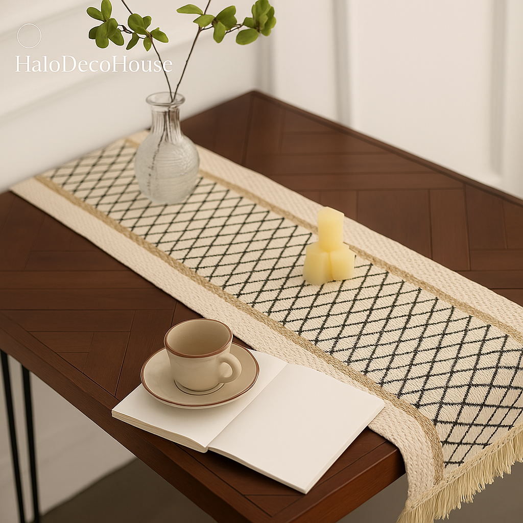 Beige Macrame Beaded Curtain