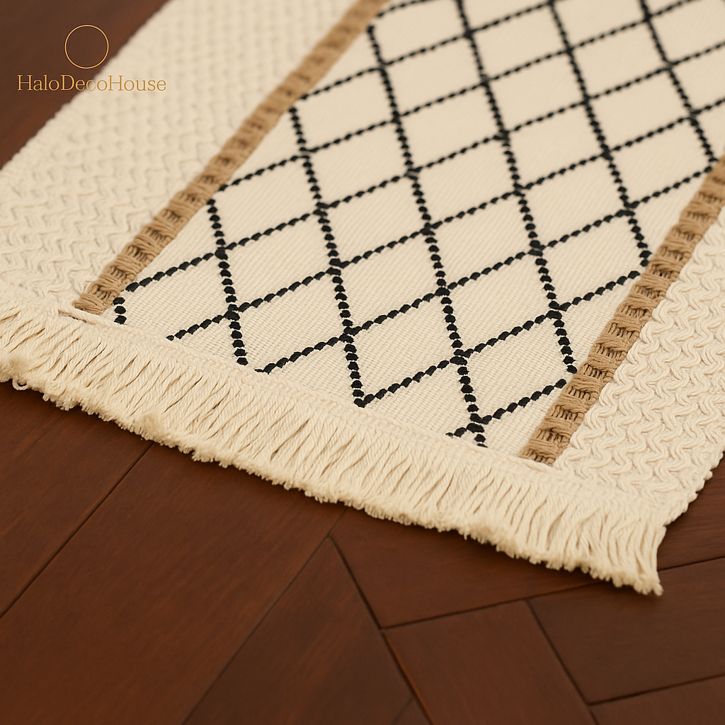 Beige Macrame Beaded Curtain