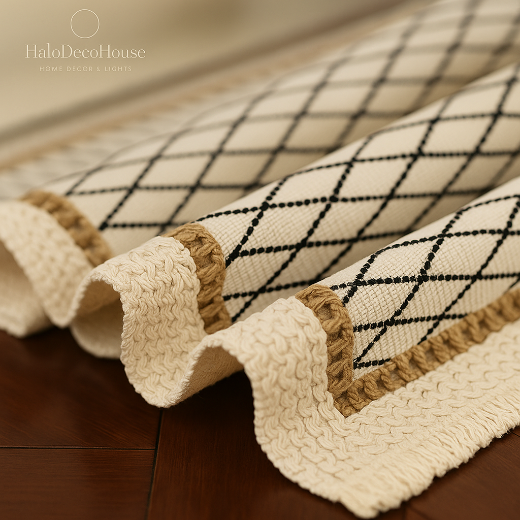 Beige Macrame Beaded Curtain