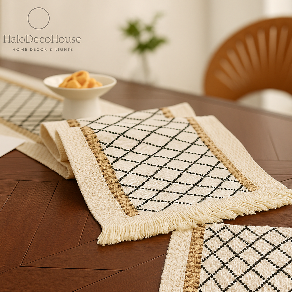 Beige Macrame Beaded Curtain
