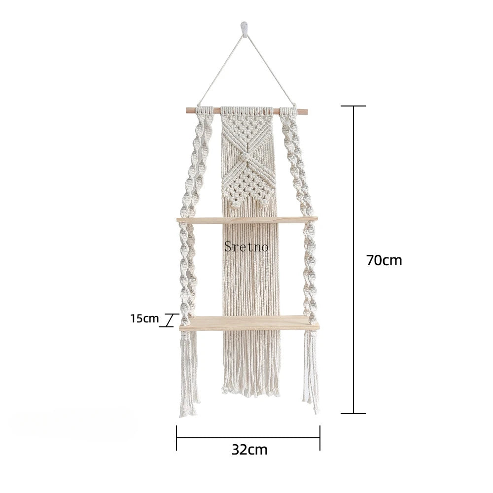 Boho Macrame Wall Shelf
